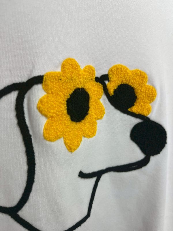 立體刺繡花朵狗狗長袖上衣 