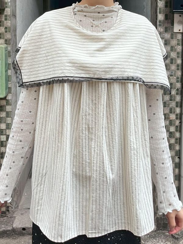 蕾絲花邊領片背心上衣 