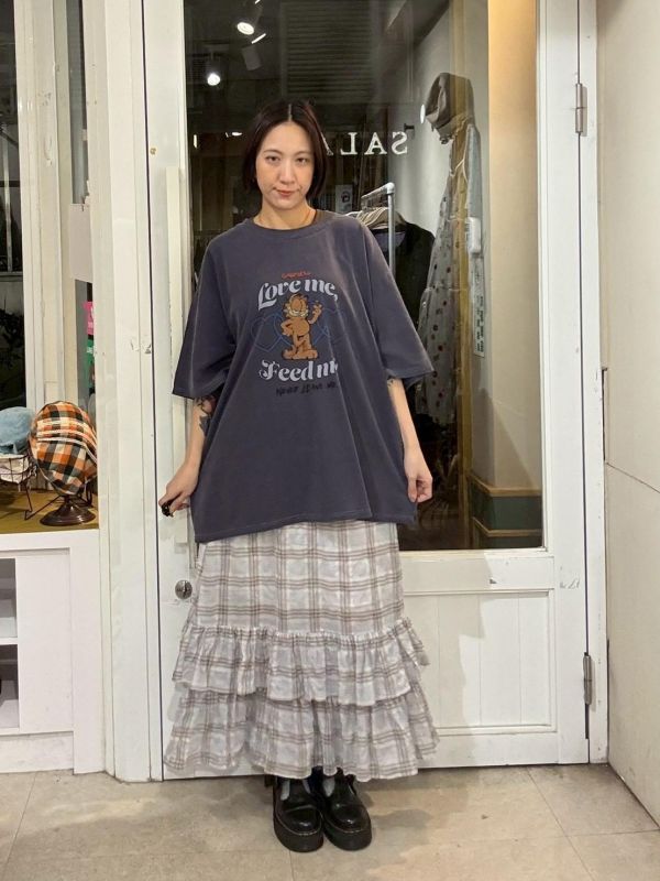 加菲貓洗色做舊寬版Ｔ 