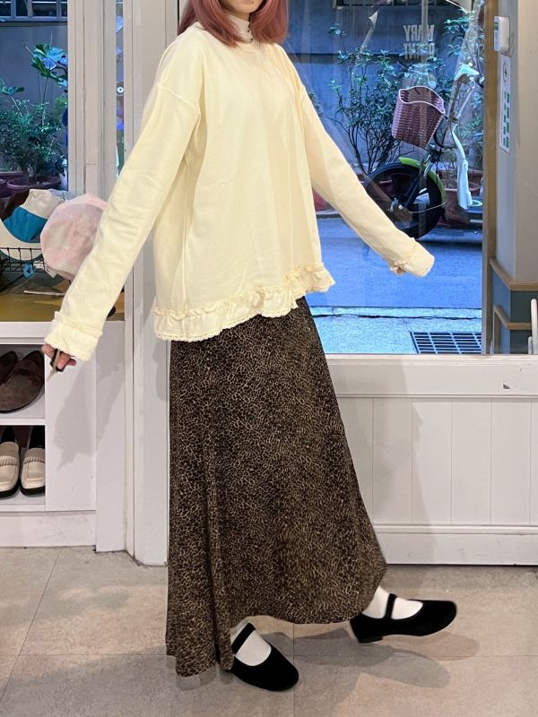 奶油花邊棉質長袖上衣 