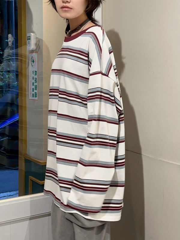 條紋oversize長袖T 