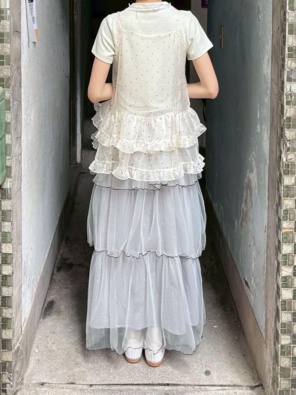 波點紗紗吊帶背心 