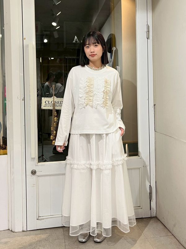 日系胸前荷葉摺邊上衣 