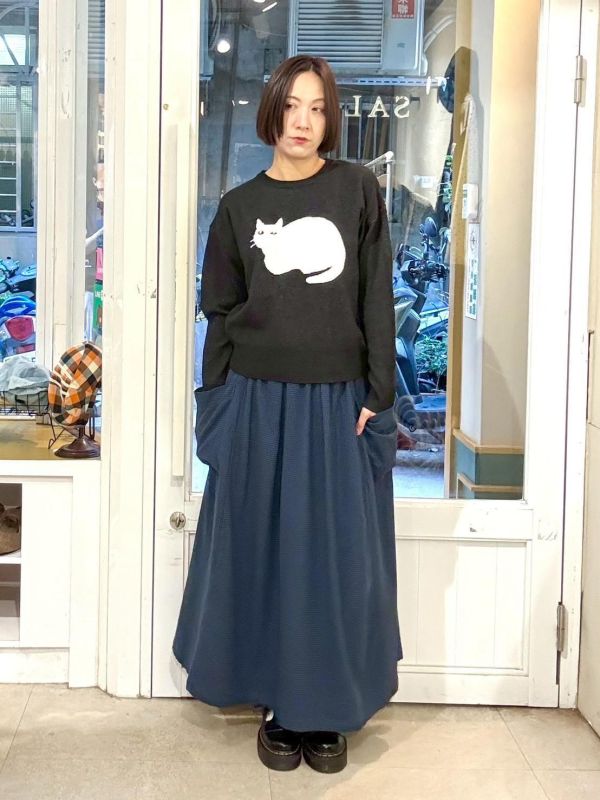 伸縮腰千鳥格紋大口袋傘狀裙 