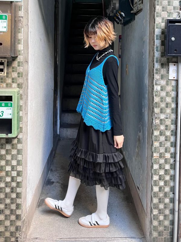 蕾絲蛋糕層次六分裙 