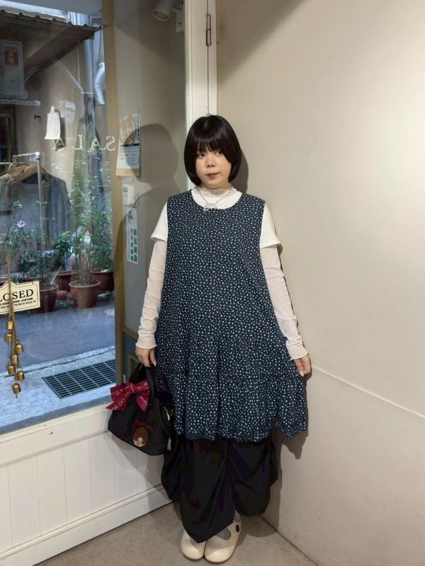 小碎花蛋糕荷葉下擺背心裙 