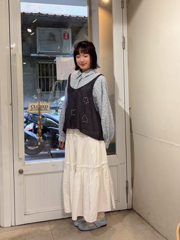 針織花花背心 