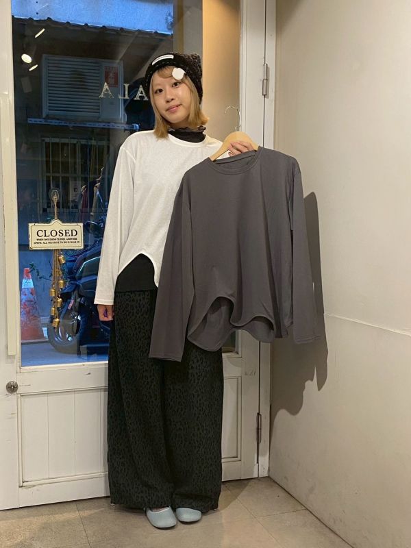 造型波浪下擺長袖上衣 