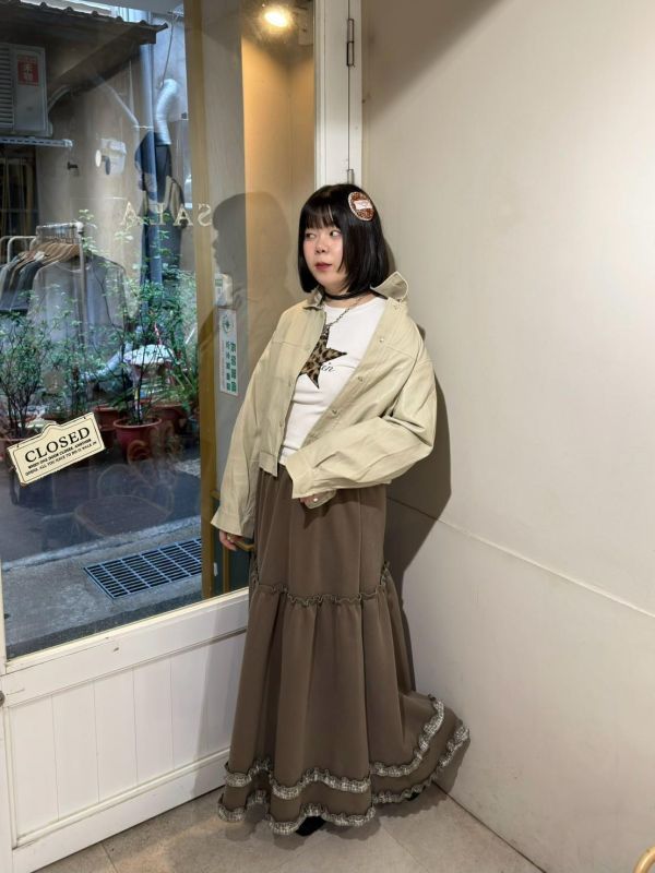 立領排釦短板皮外套 