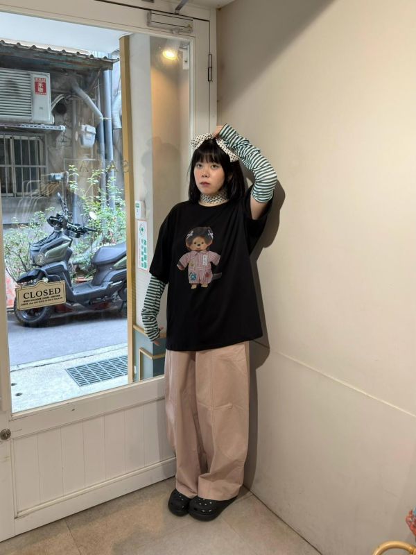 條紋抽繩袖套 