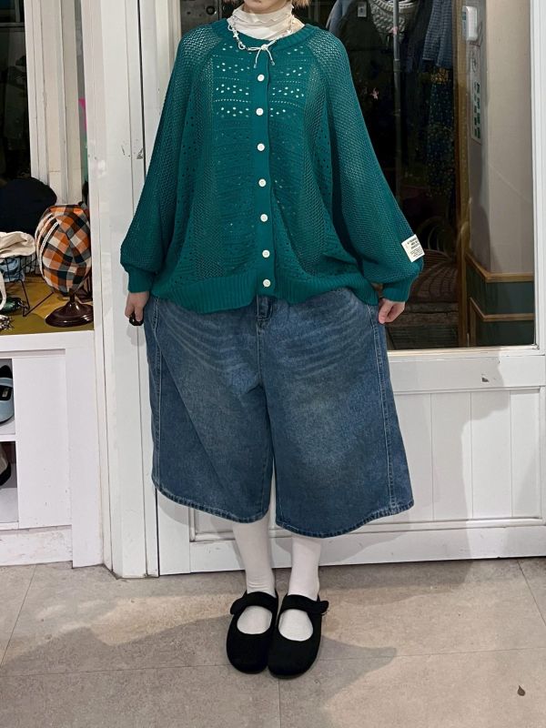 牛仔工裝七分褲 