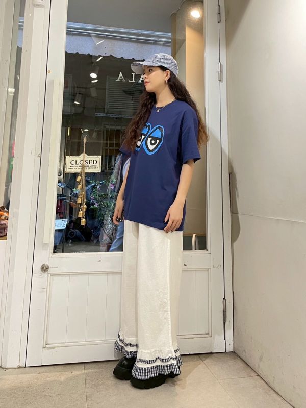 累累眼睛塗鴉深藍色寬鬆TEE 