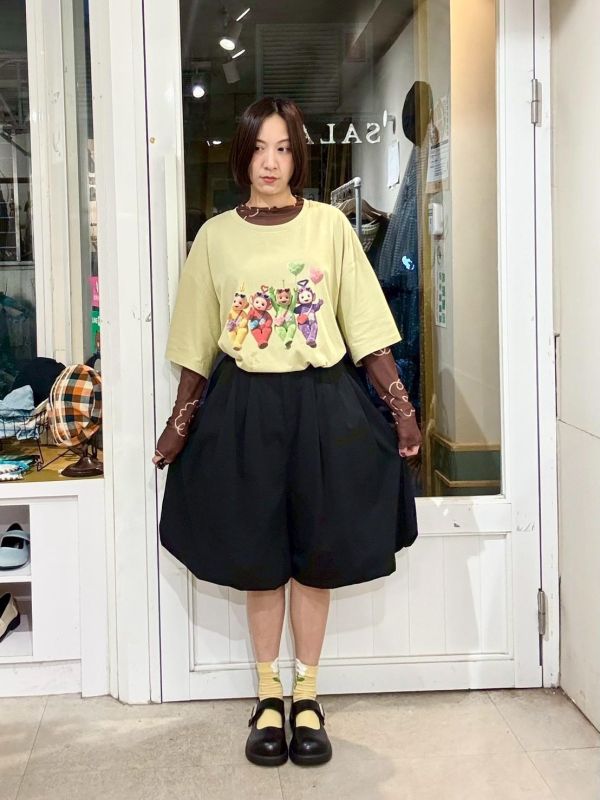 刷刷布氣球五分寬褲裙 