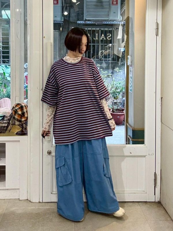 撞色條紋tee 