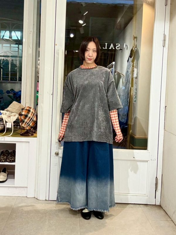 素色絨布落肩短袖Tee 