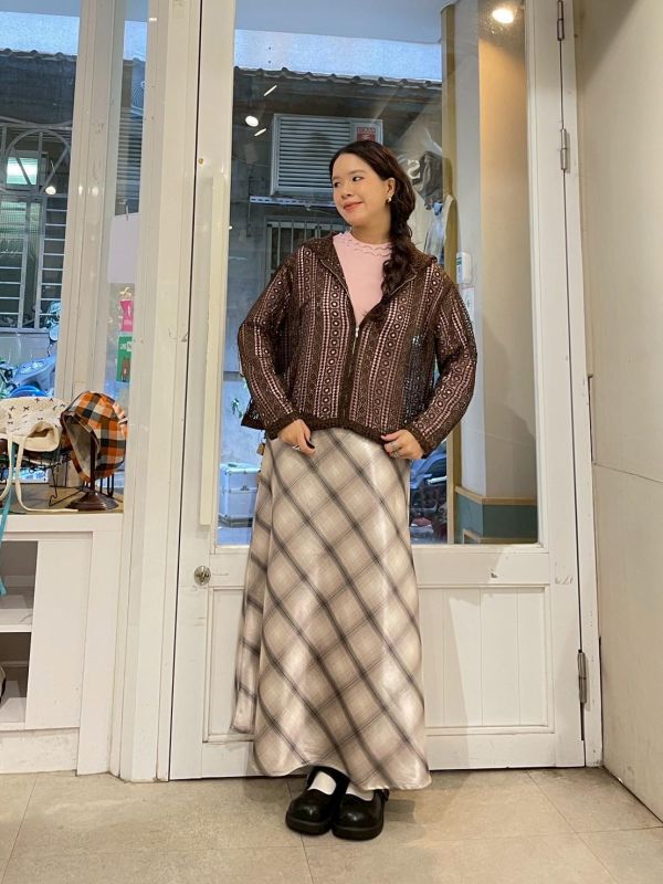 鏤空麻繩針織拉鏈連帽外套 