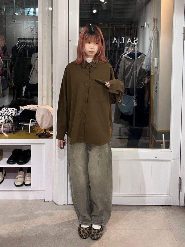 翻領排扣口袋襯衫 