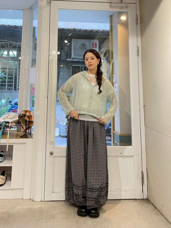 鏤空麻繩針織拉鏈連帽外套 