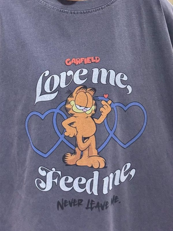 加菲貓洗色做舊寬版Ｔ 