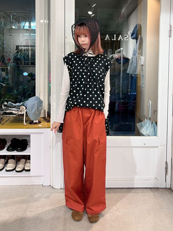 刷刷布腰帶工裝口袋直筒寬褲 