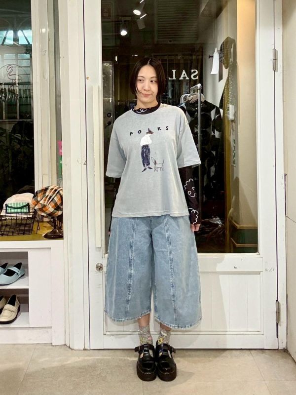 天竺眠涼感手繪folks Tee 