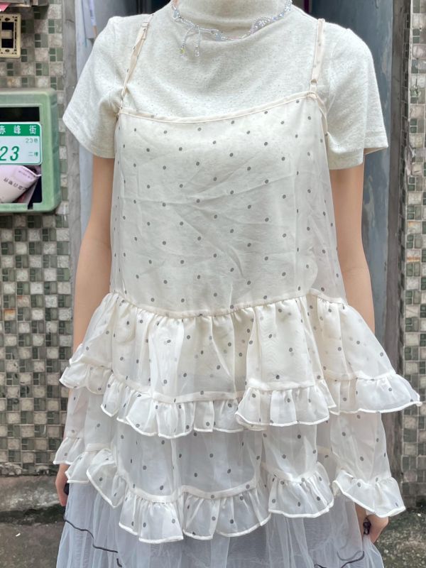 波點紗紗吊帶背心 