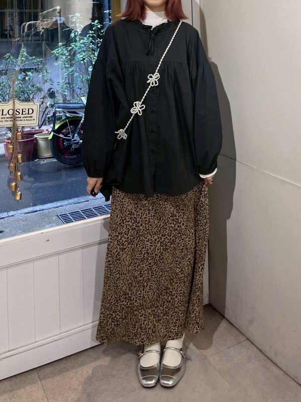 側拉鍊豹紋魚尾裙 