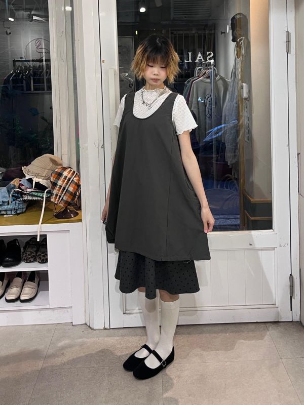 U領工裝大口袋背心短裙 