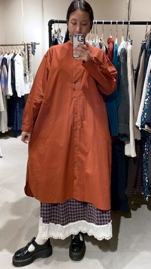 長版雙排扣襯衫洋裝 