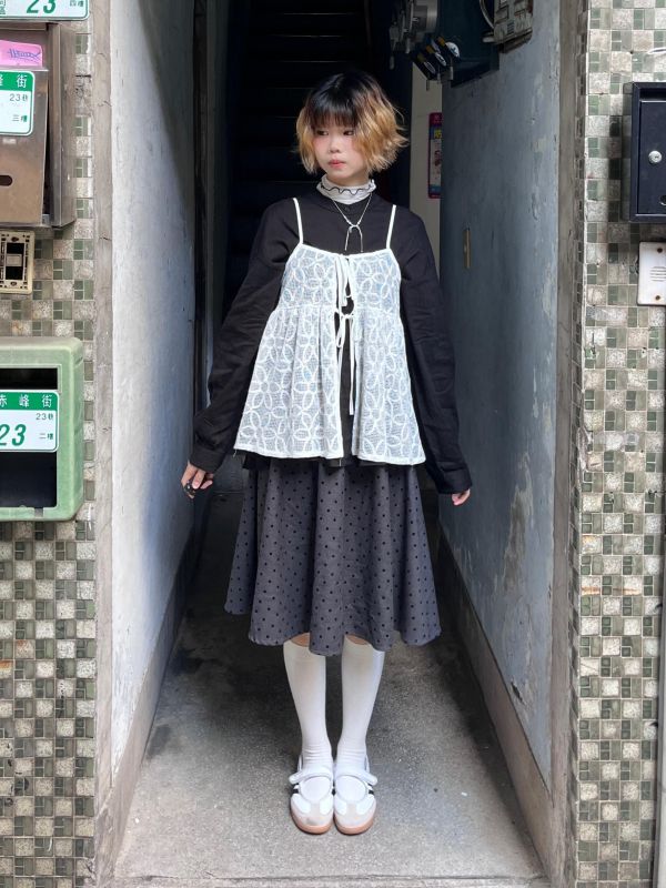 網格滿版花花綁帶可調節吊帶背心 