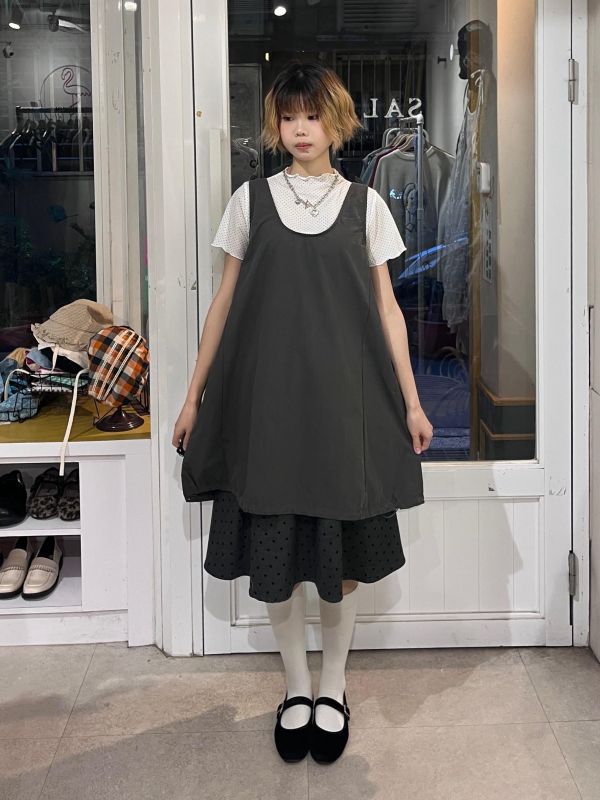 U領工裝大口袋背心短裙 