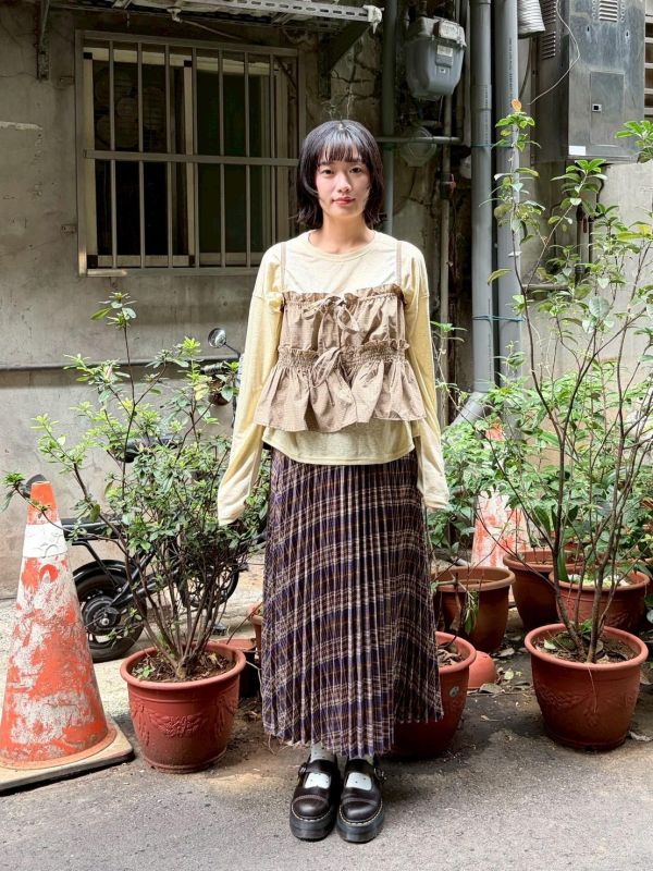 雙蝴蝶結縮褶荷葉邊外搭背心 