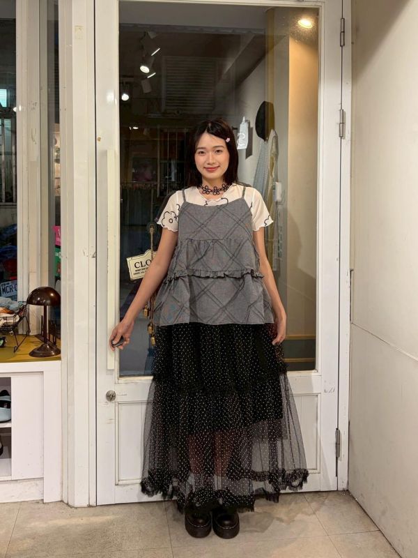 立體縫線造型背後綁帶細肩帶背心 