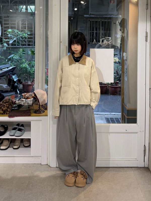 日系復古翻領排扣外套 