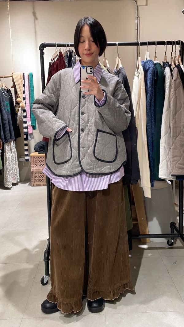 絎縫滾邊大口袋外套 