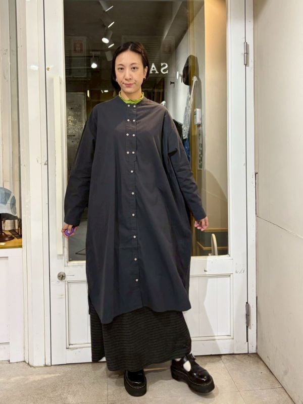 長版雙排扣襯衫洋裝 