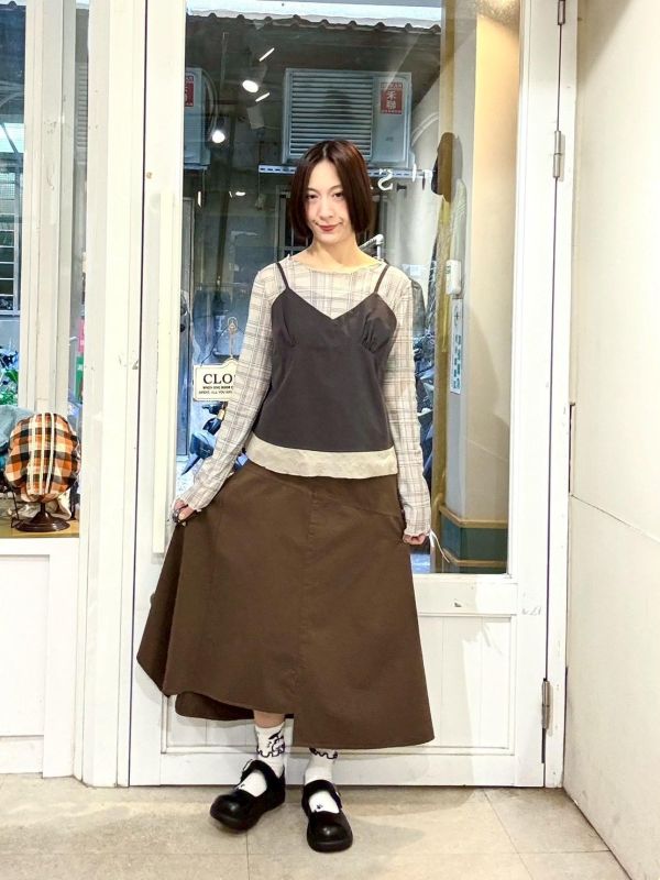 不規則拼接A字裙 