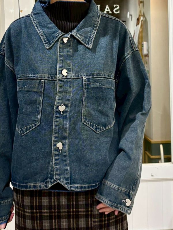 愛心金屬釦牛仔上衣外套 
