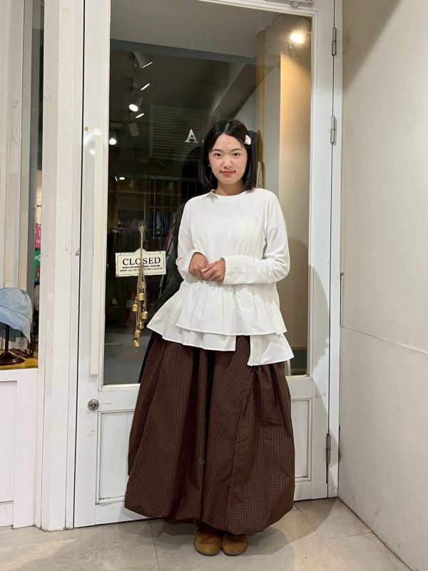 細格紋車線設計澎澎氣球裙 