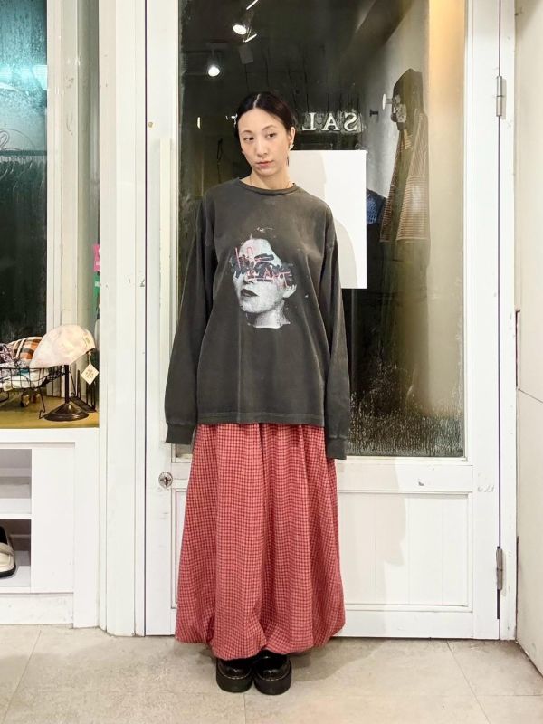 網格人頭照片長袖tee 