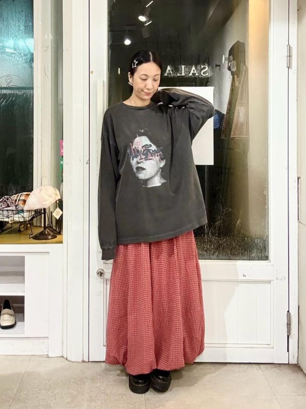 網格人頭照片長袖tee 