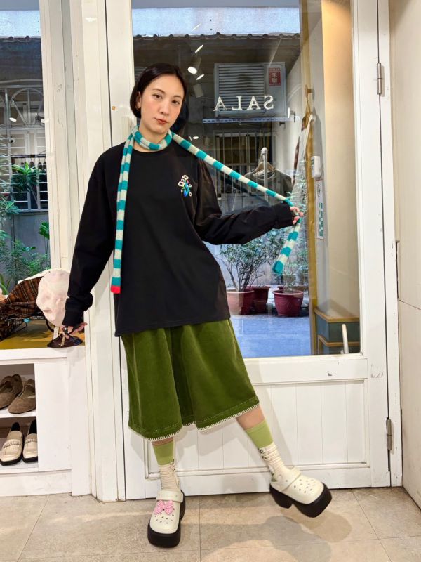 彩色花梗長袖tee 