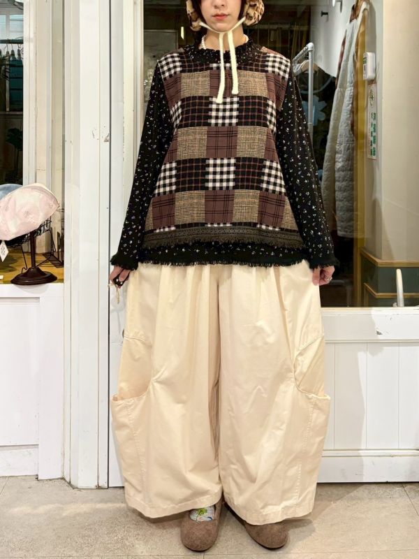 伸縮腰抽繩大口袋繭型寬褲 