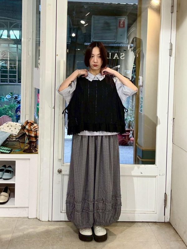 蕾絲兩側綁帶背心 