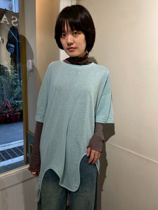 牛奶線條造型竹節棉微透短T 