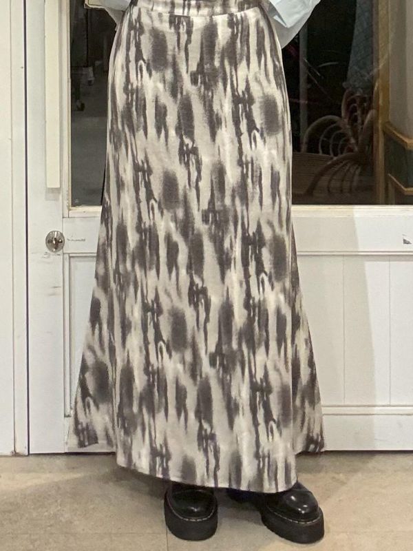 鬆緊腰水墨點染棉質魚尾長裙 