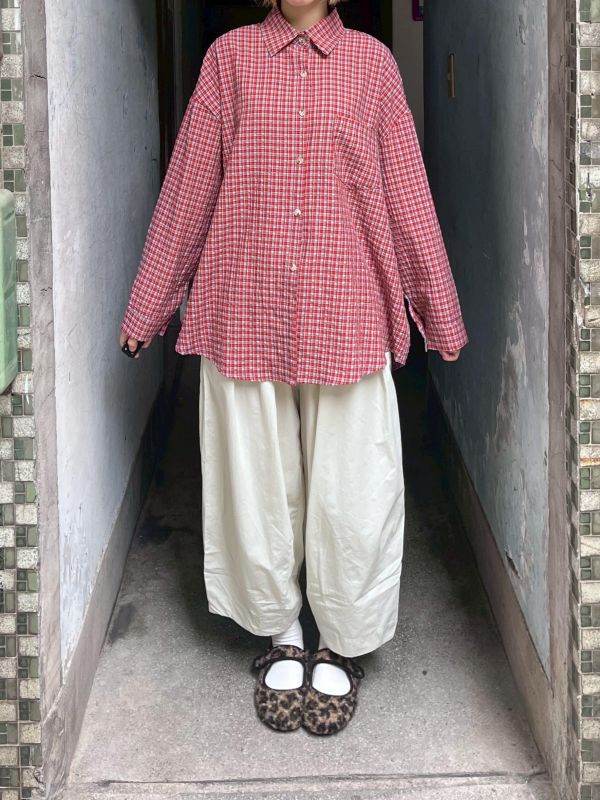 繽紛泡泡布格紋長袖襯衫 