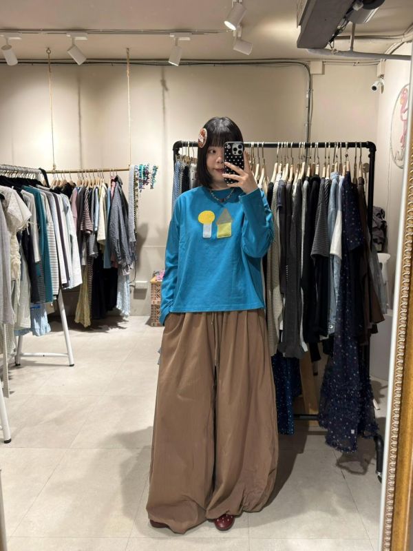 幾何圖形刺繡落肩長袖 