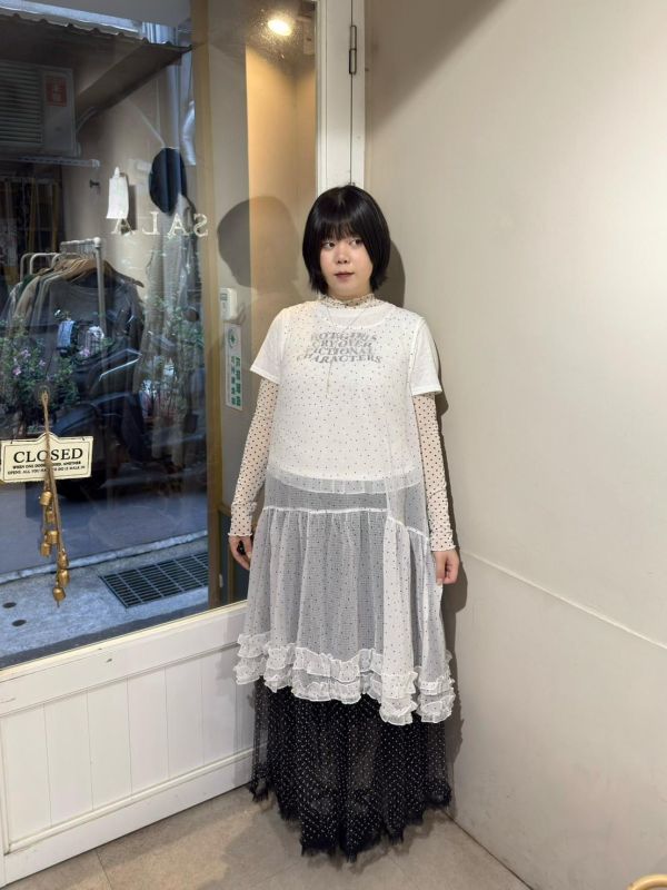 透透紗雙層蛋糕下擺長版背心 