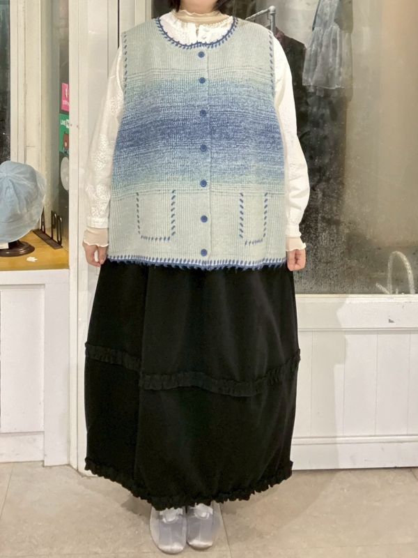 絨布厚磅滾邊繭型鬆緊腰長裙 